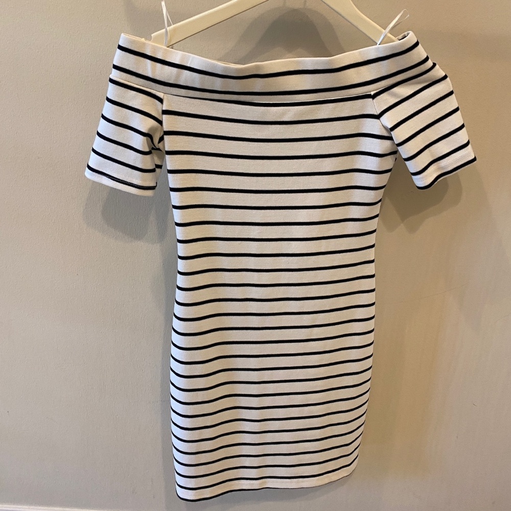 Off-the-Shoulder Striped Dress